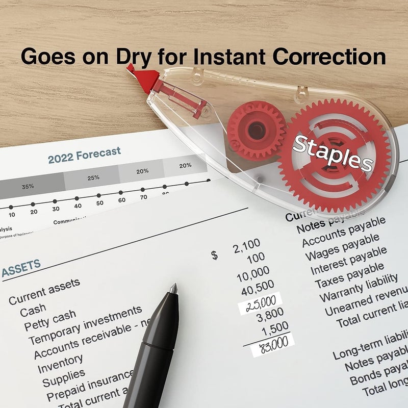 Staples Correction Tape - White Out Tape, Easy to Use, 10-Pack, Smooth Roll, Shadow-Free Corrector Tape - Image 3